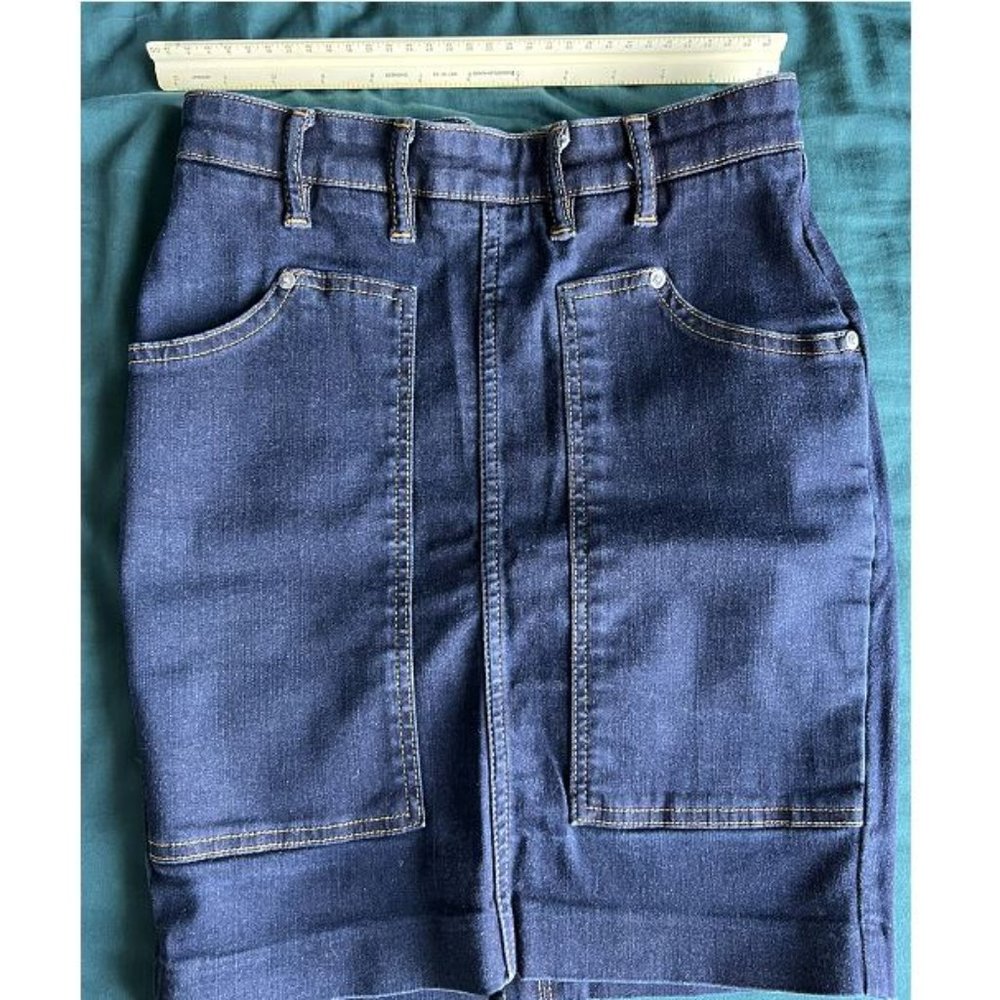 ALL SAINTS navy blue jeans pencil skirt. Size 4.
